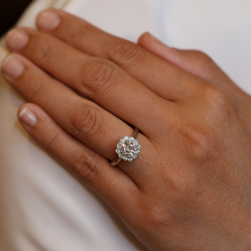 The Kate Flower Engagement Ring (Cushion Shaped Diamond)