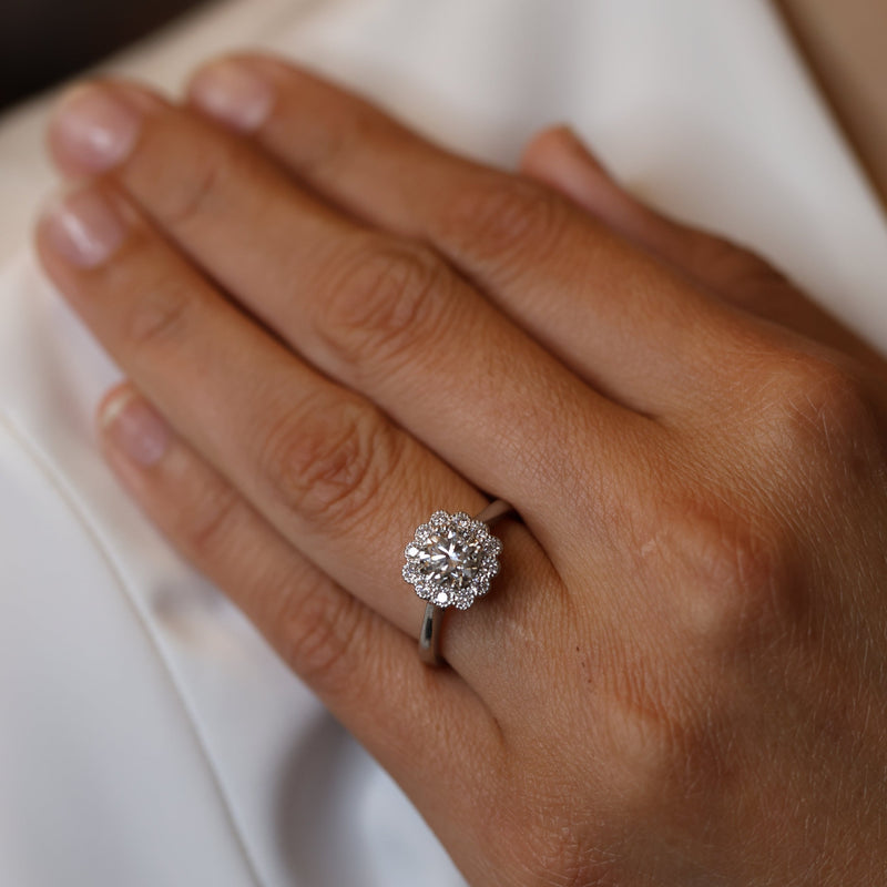 The Kate Flower Engagement Ring (Cushion Shaped Diamond)