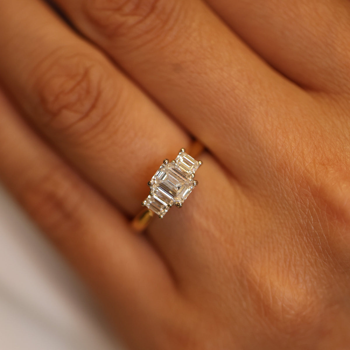 Emerald Cut Trilogy Engagement Ring - Appleby Jewellers Dublin
