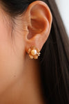 Pearl & Diamond Rose Clip On Earrings