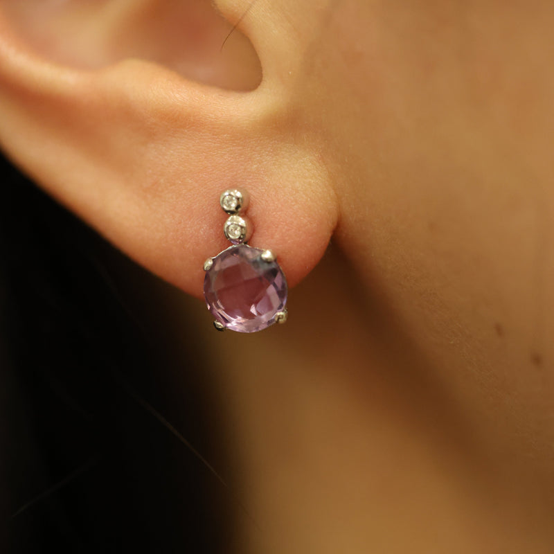 18ct White Gold Amethyst Earrings