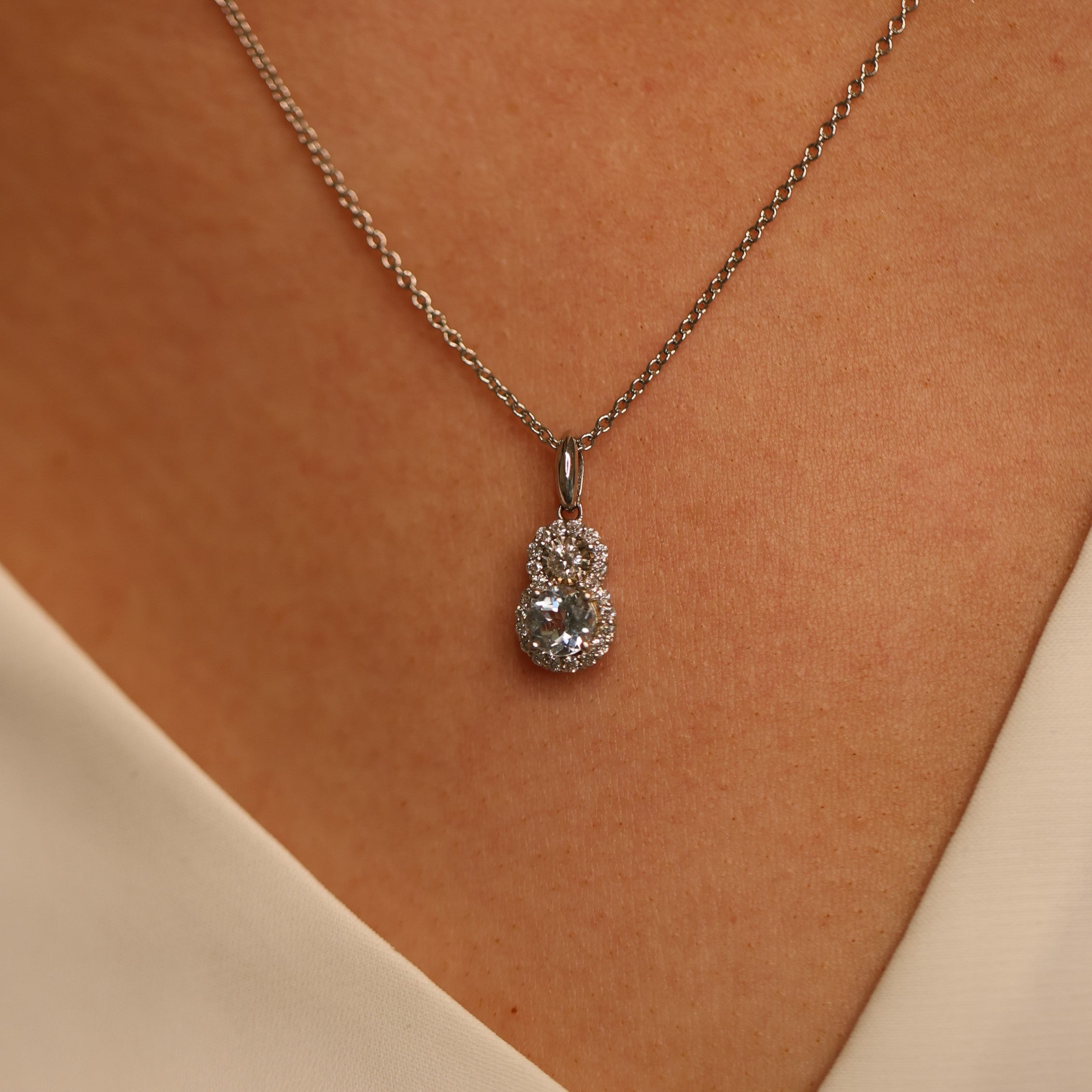 Blue Topaz & Diamond Pendant