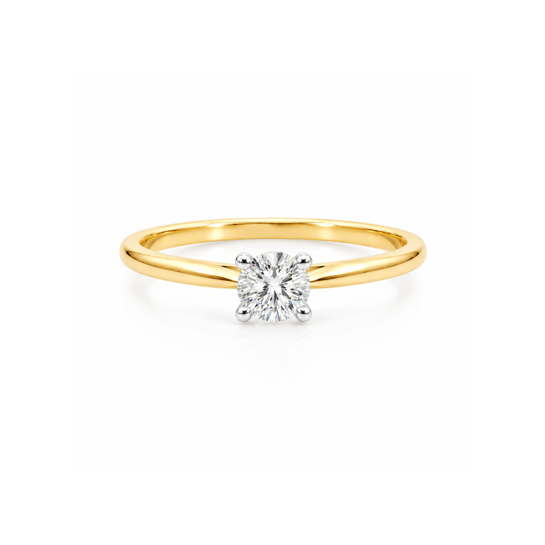 Yellow gold Courtship Diamond Solitaire ring with 0.40ct diamond, elegant design by Appleby Jewellers Dublin.