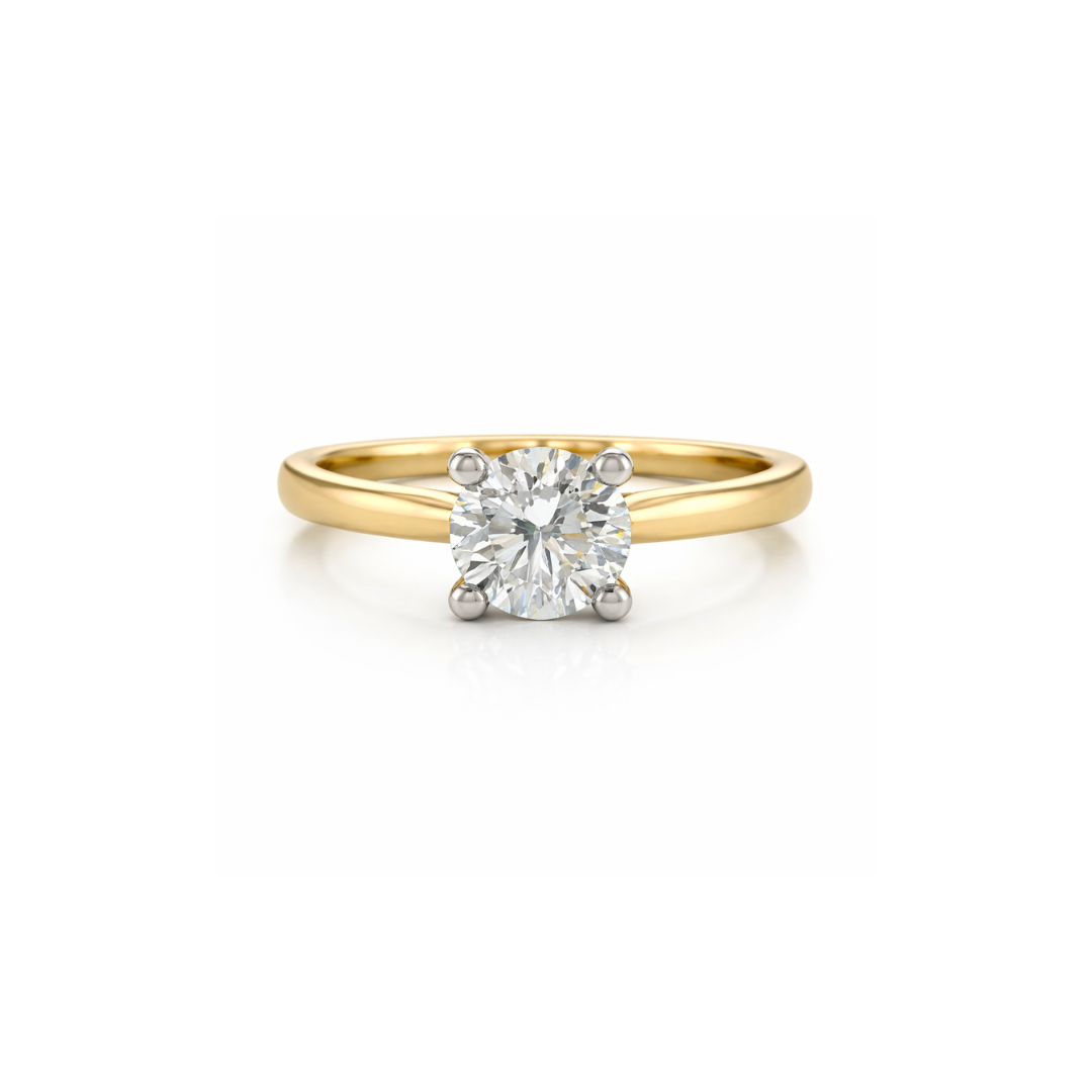Close-up of Appleby Jewellers Dublin J'adore Solitaire diamond ring with a 1.11-carat round cut diamond.
