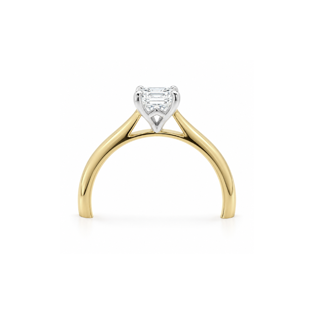 Elegant emerald cut diamond solitaire ring, 1.02 carats, by Appleby Jewellers Dublin, showcased with detailed focus on the gemstone.
