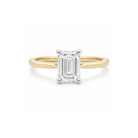 Emerald cut 1.02ct diamond solitaire ring by Appleby Jewellers Dublin featuring a sleek gold band and sparkling gemstone.