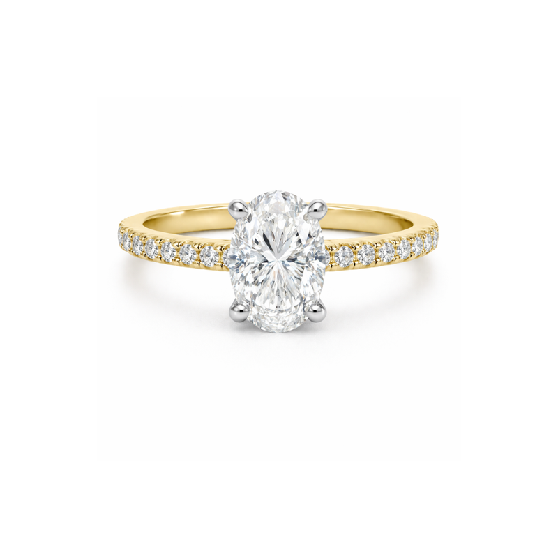 Oval diamond ring with diamond set band by Appleby Jewellers Dublin, showcasing a 1.25ct sparkling center stone.
