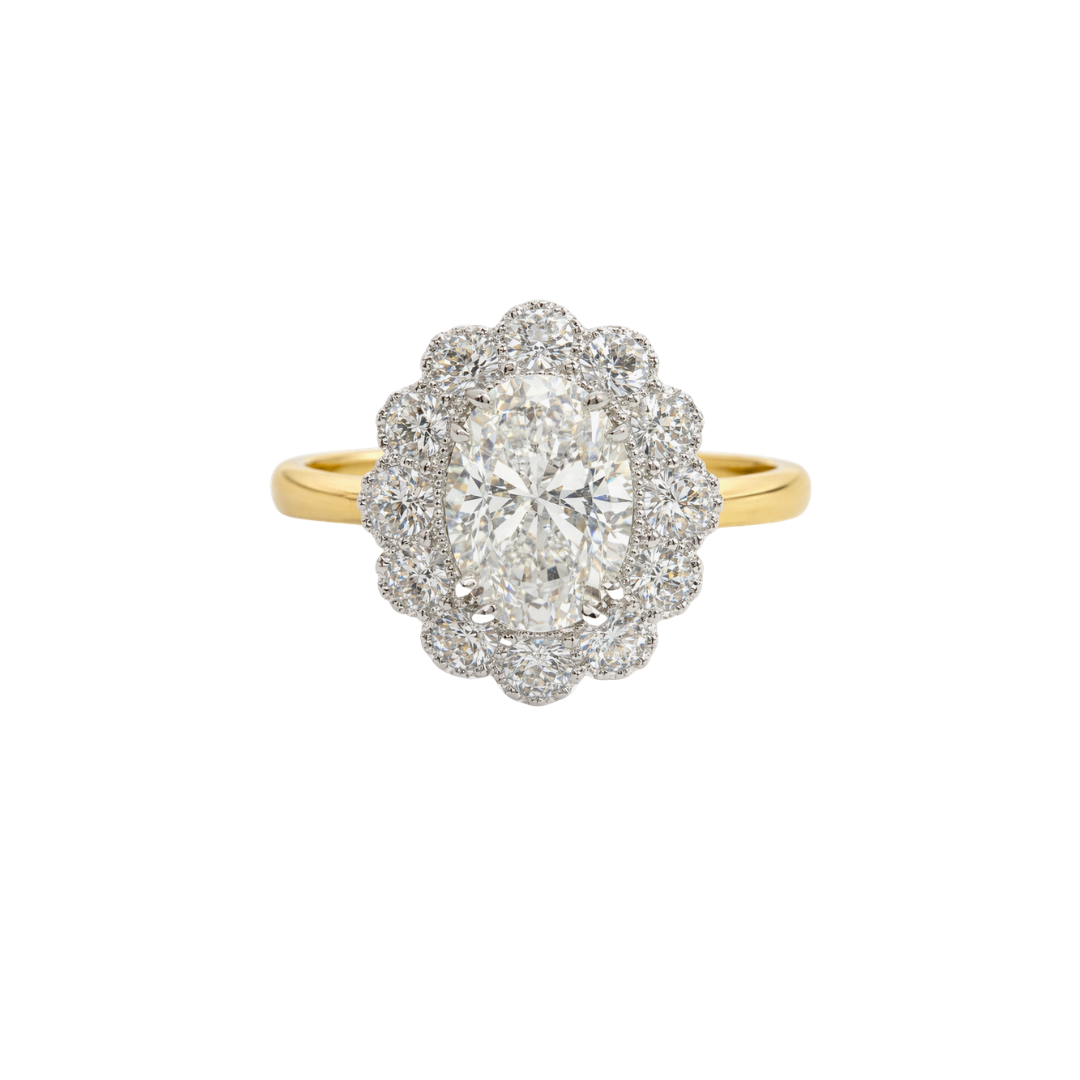 Elegant diamond ring featuring a 1.91-carat Kate Flower design by Appleby Jewellers Dublin, showcasing intricate craftsmanship and sparkling diamonds.