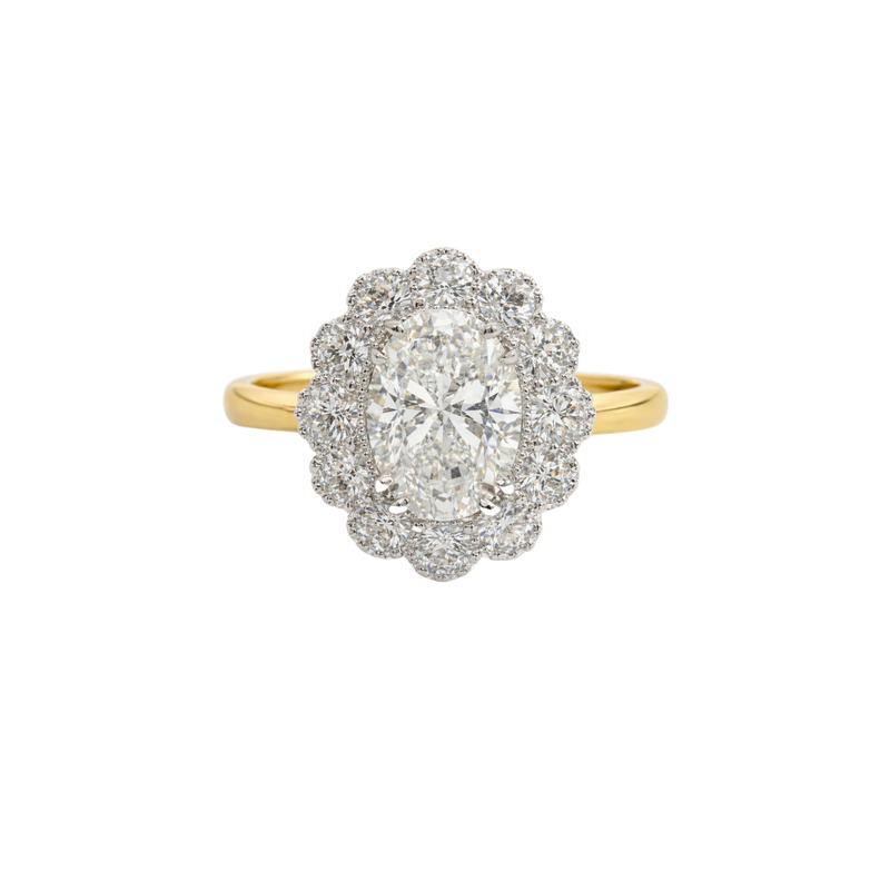 Elegant diamond ring featuring a 1.91-carat Kate Flower design by Appleby Jewellers Dublin, showcasing a sparkling gemstone setting.