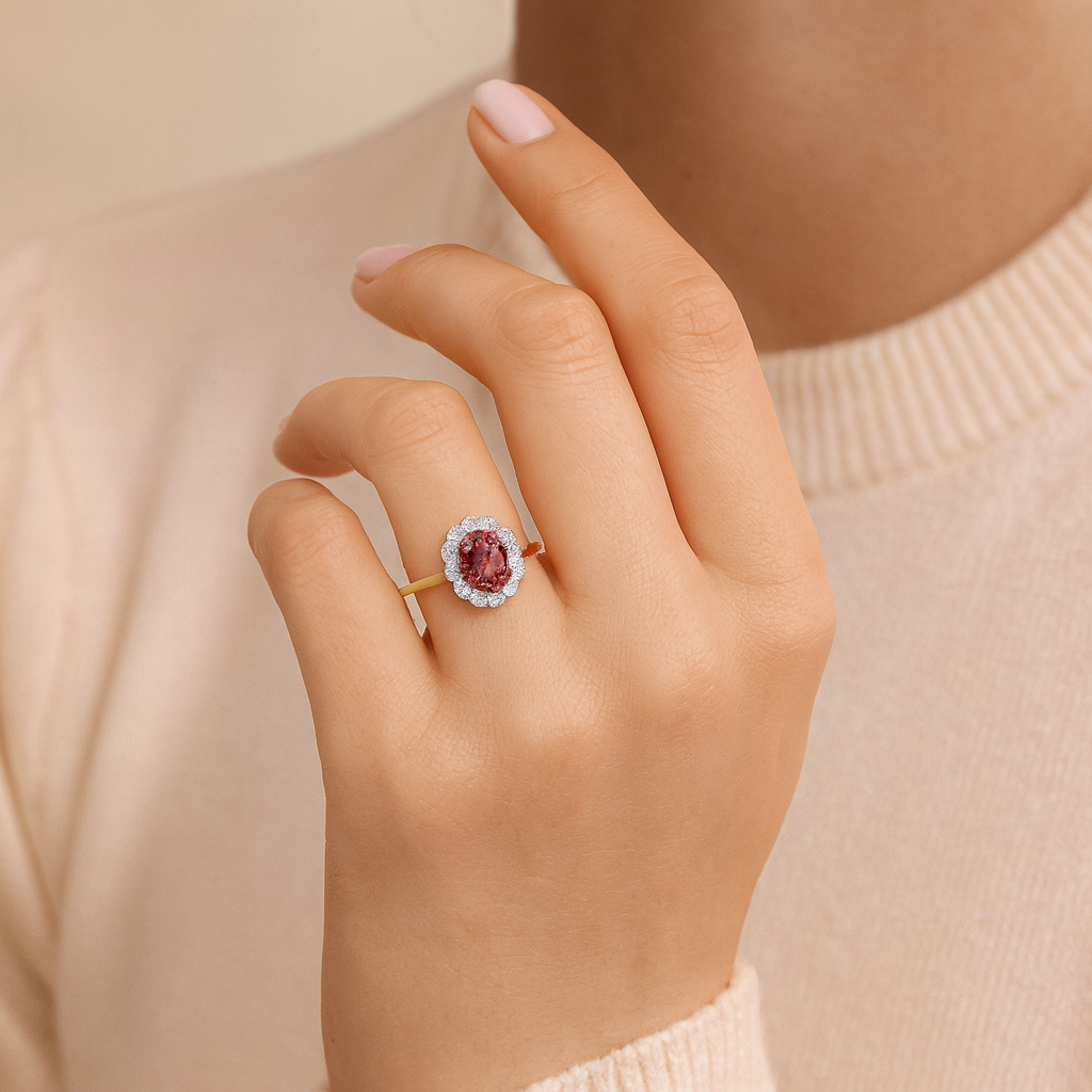 Kate Flower - Pink Padparadscha Sapphire - Appleby Jewellers Dublin