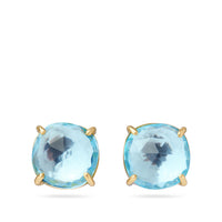 Jaipur Colour 18ct Yellow Gold Stud Earrings with Sky Topazes