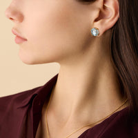 Jaipur Colour 18ct Yellow Gold Stud Earrings with Sky Topazes