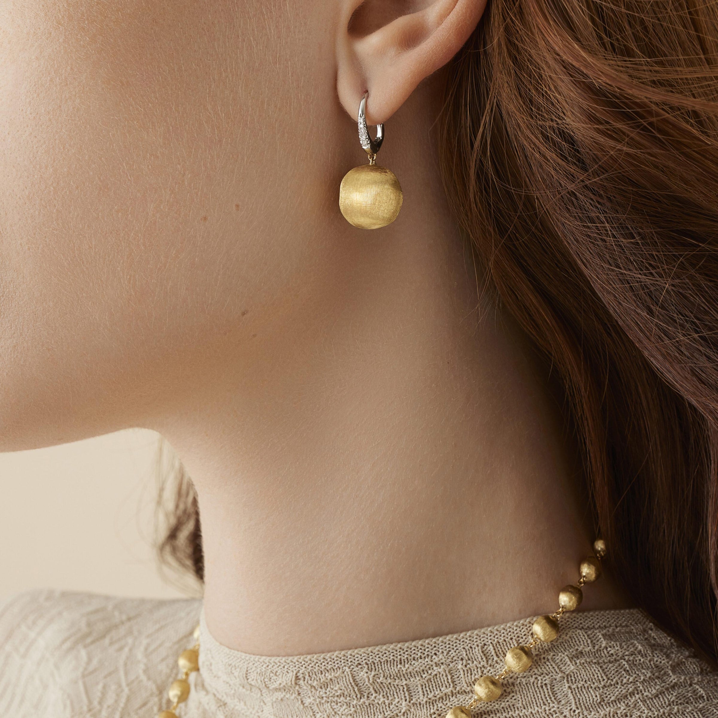 Africa Gold Pendant Earrings With Diamond Clip - Appleby Jewellers Dublin