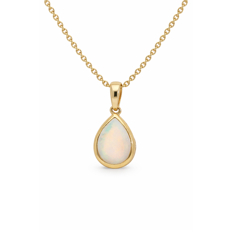 Elegant opalite pendant necklace by Appleby Jewellers Dublin featuring a smooth, glowing gemstone on a delicate chain.
