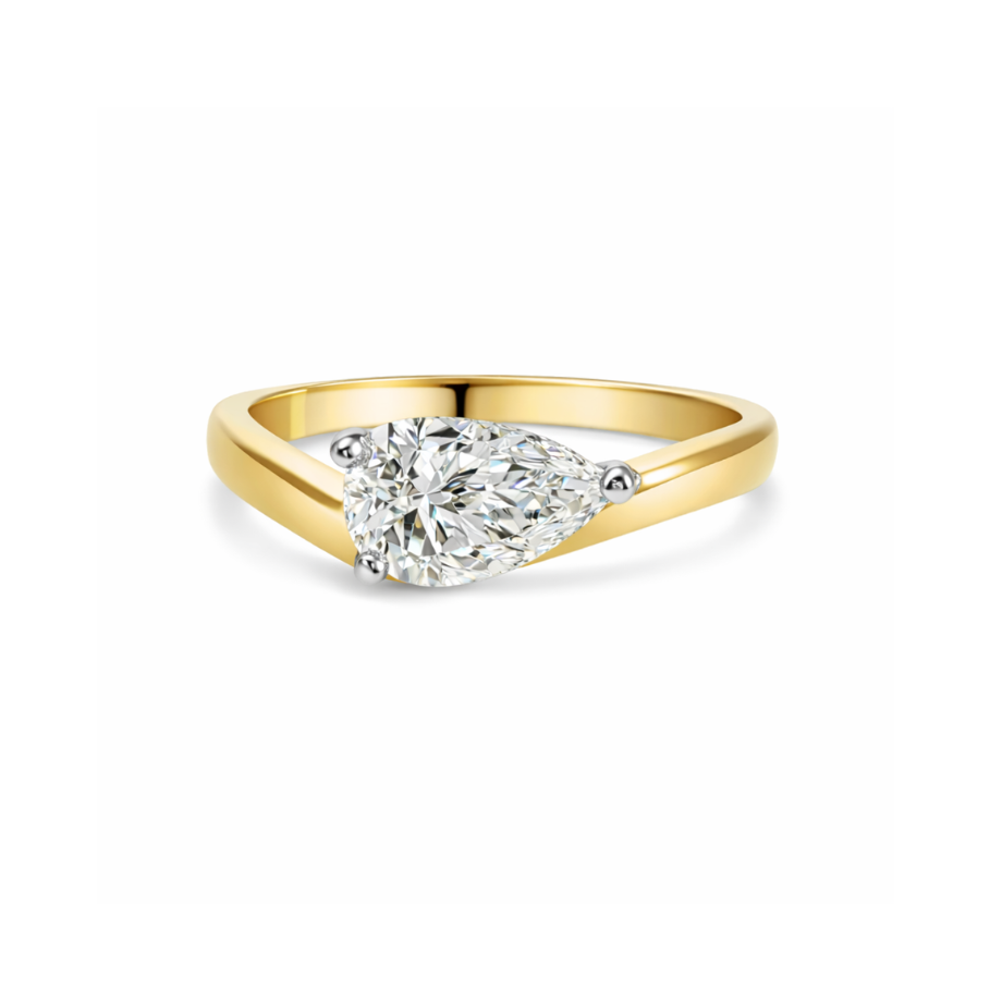 Pear-shaped diamond ring by Appleby Jewellers Dublin featuring a sparkling diamond design on a sleek band.