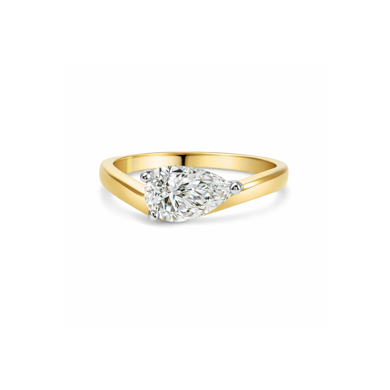 Pear-shaped diamond ring by Appleby Jewellers Dublin featuring a sparkling diamond setting and elegant band design.