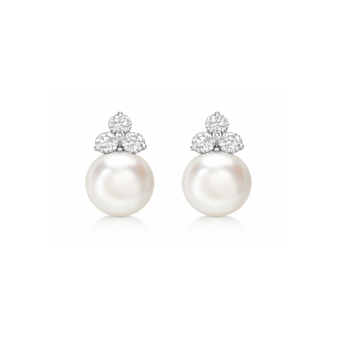 The Flora Akoya Pearl & Diamond Earrings - Appleby Jewellers Dublin