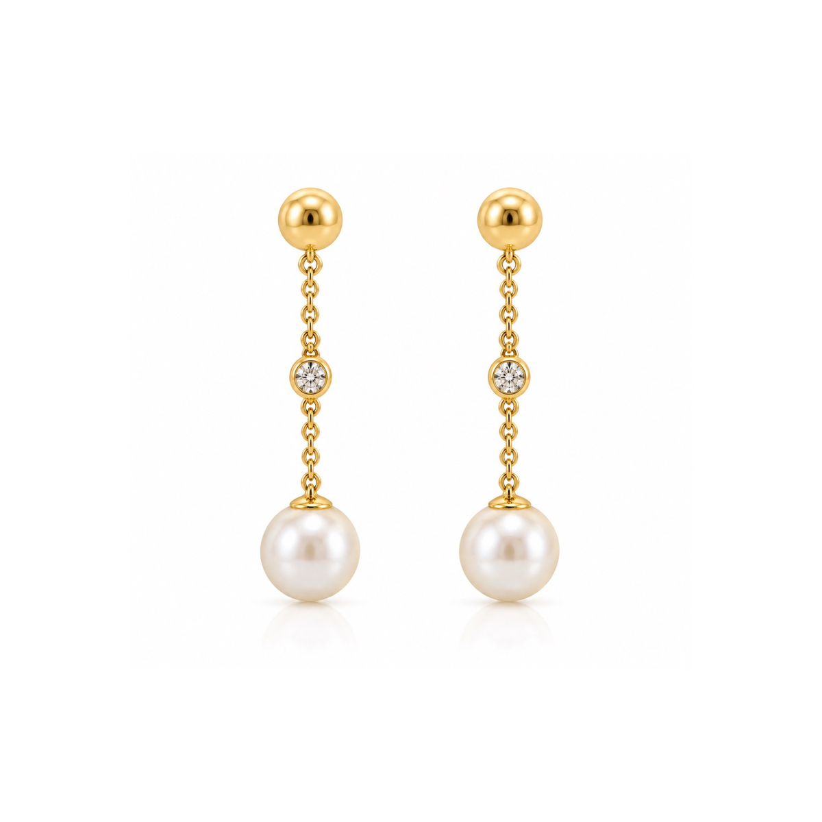 Pearl & Diamond Drop Earrings