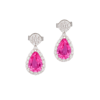 Pink Sapphire & Diamond Drop Earrings - Appleby Jewellers Dublin