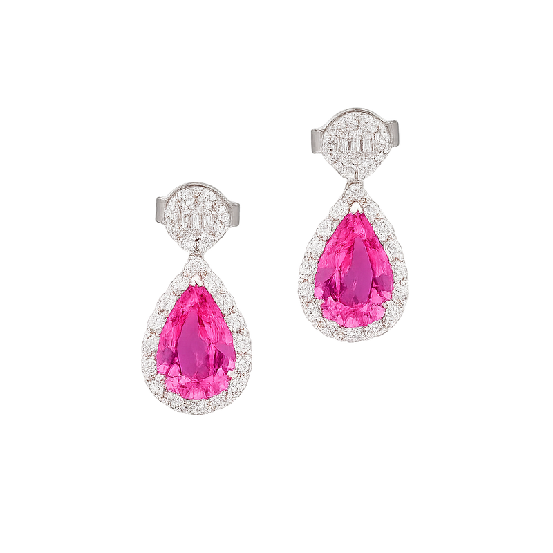 Pink Sapphire & Diamond Drop Earrings - Appleby Jewellers Dublin
