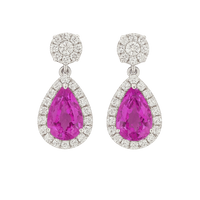 Pink Sapphire & Diamond Drop Earrings