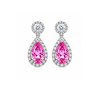 Pink sapphire and diamond drop earrings featuring elegant design, crafted by Appleby Jewellers Dublin.