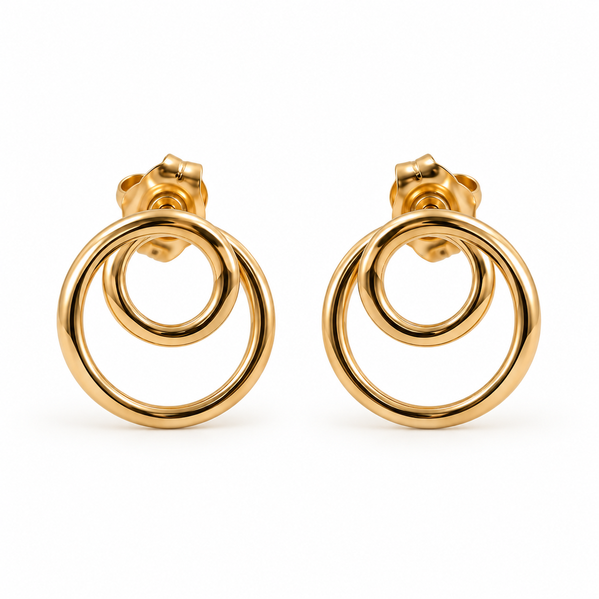 18ct Yellow Gold Double Circle Earrings