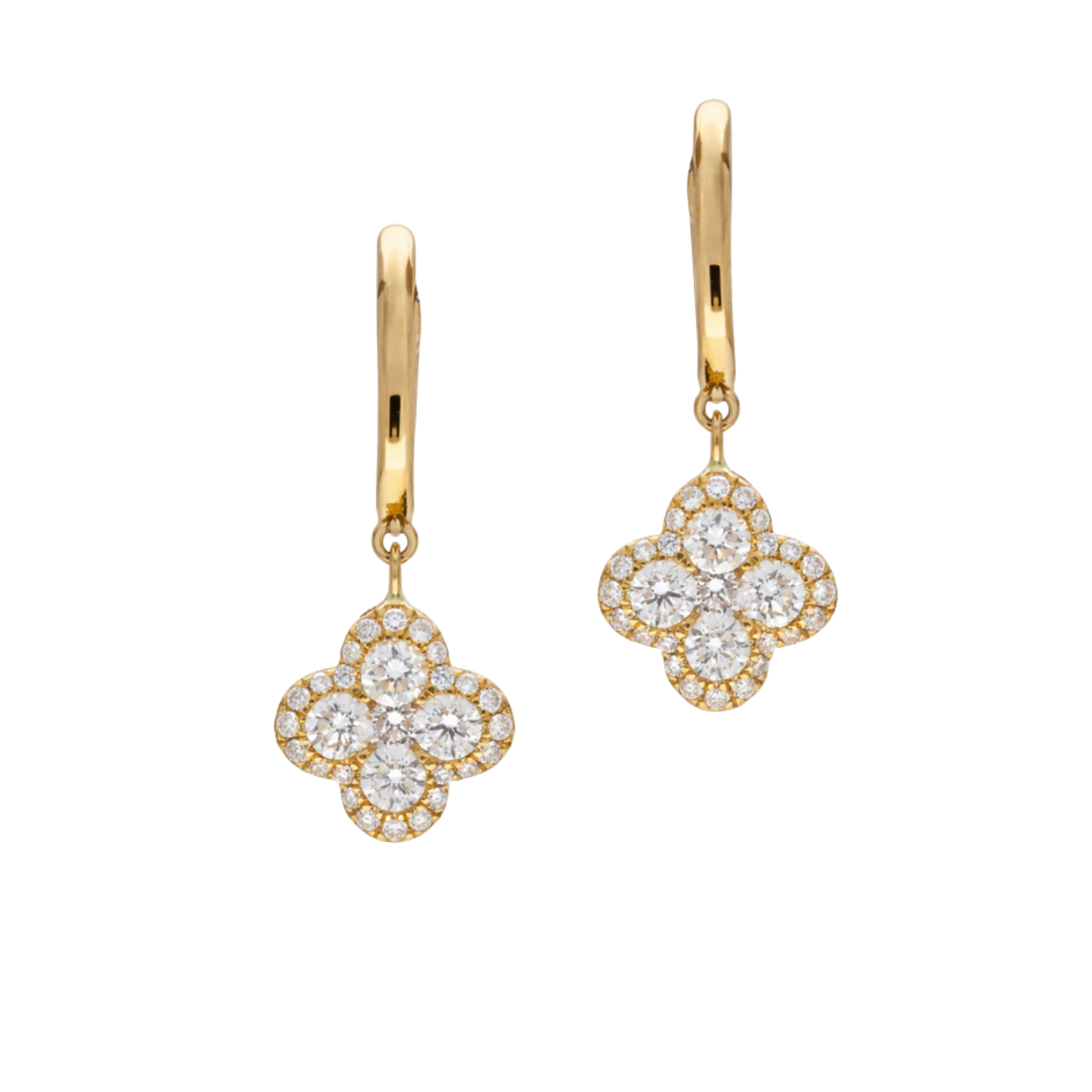 Quarter Floral Diamond Drop Earrings