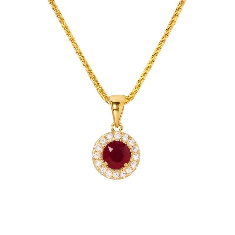 Ruby Halo Diamond Pendant - Appleby Jewellers Dublin