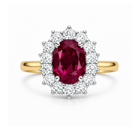 Elegant ruby diamond halo ring featuring a 3.12ct ruby and sparkling diamonds, crafted by Appleby Jewellers Dublin.