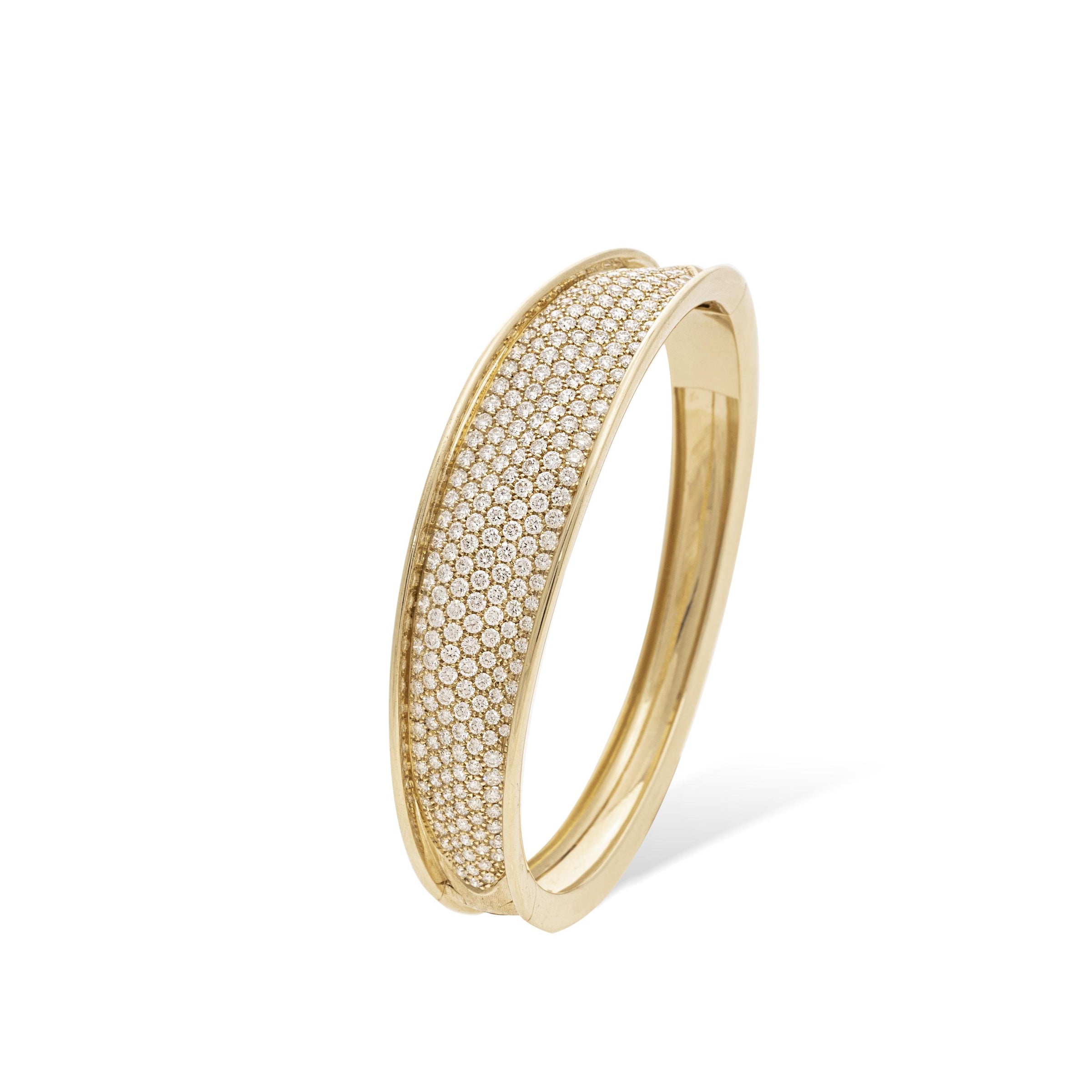 Lunaria Alta 18ct yellow gold bangle with diamonds - Appleby Jewellers Dublin