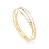 MARRAKECH  18ct yellow gold three-strand bangle with diamond bar
