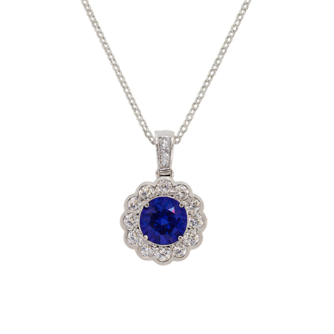 Sapphire & Diamond Flower Pendant - Appleby Jewellers Dublin