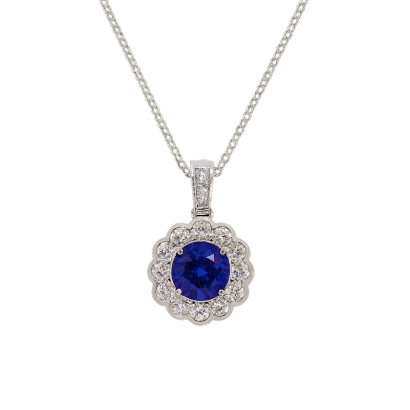 Sapphire & Diamond Flower Pendant - Appleby Jewellers Dublin