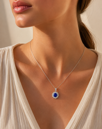 Sapphire & Diamond Flower Pendant