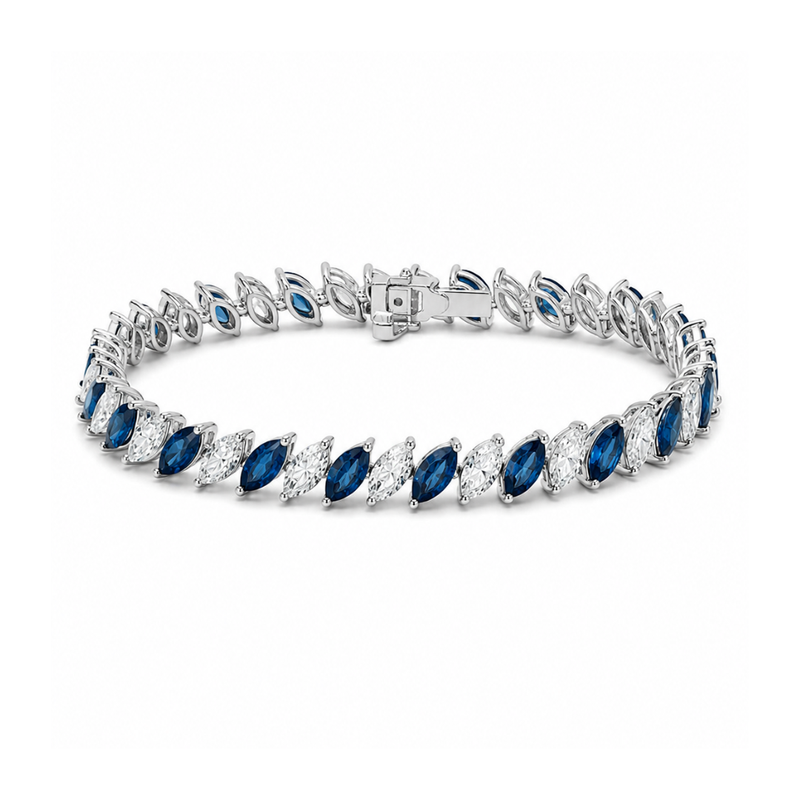Appleby Jewellers Dublin sapphire and diamond tennis bracelet featuring sparkling gemstones and elegant design.