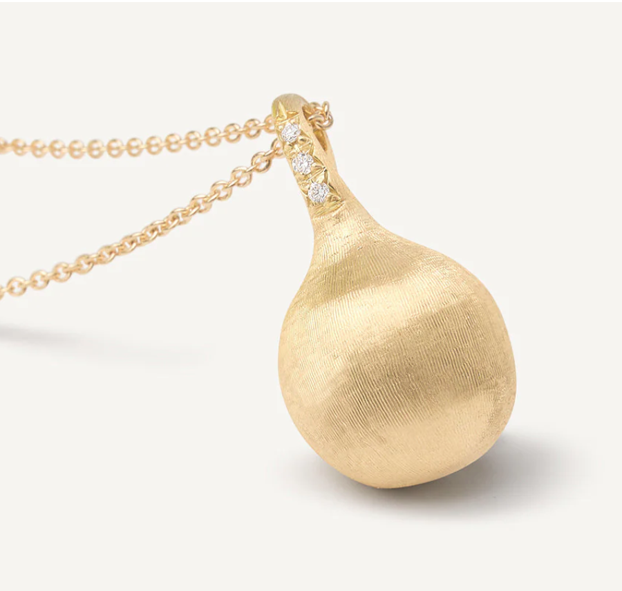 Gold Africa necklace with round diamond pendant from Appleby Jewellers Dublin featuring a sleek, elegant design.