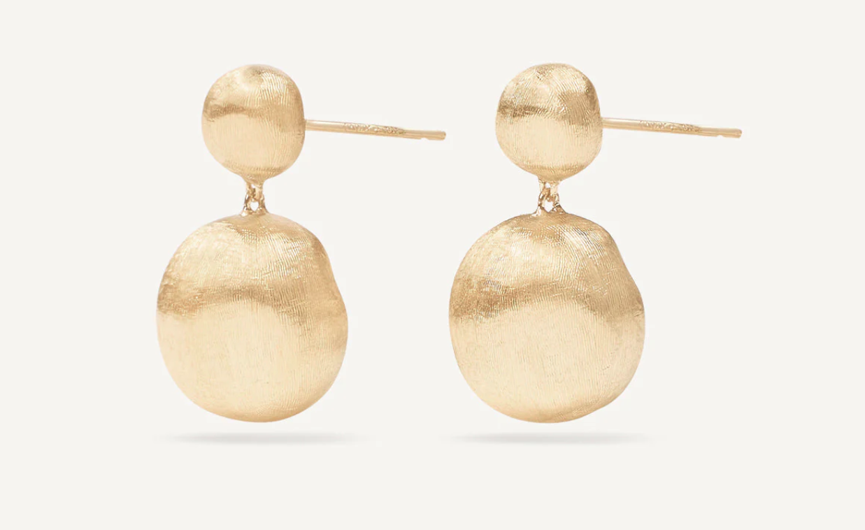 Africa Gold two-bead drop earrings - Appleby Jewellers Dublin