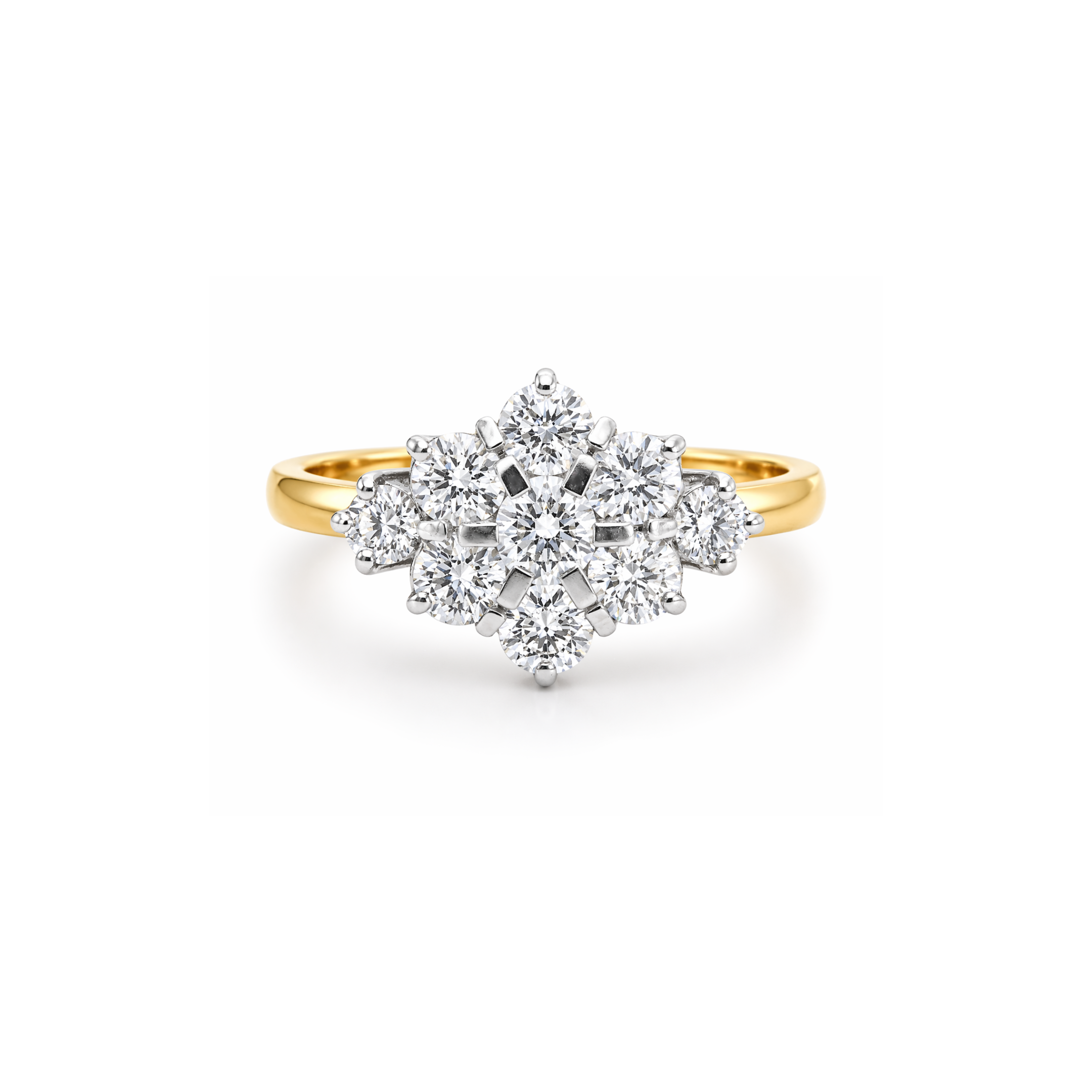 Elegant diamond starburst ring from Appleby Jewellers Dublin, featuring intricate design and sparkling gemstones.