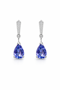 Tanzanite & Diamond Drop Earrings – 18ct White Gold