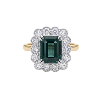The Flower Ring - Emerald Cut Teal Sapphire