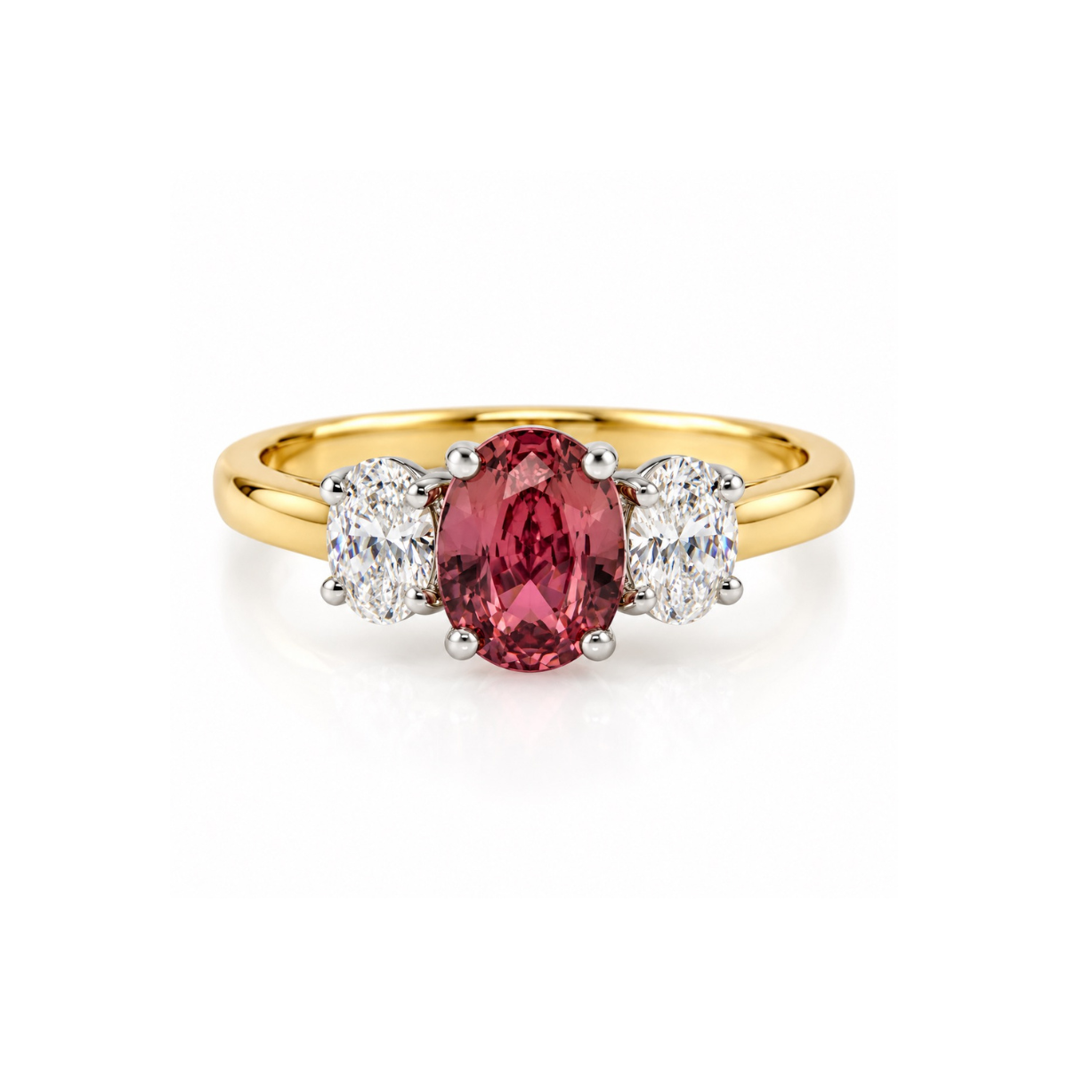 The Trinity Padparadscha Sapphire & Diamond Ring