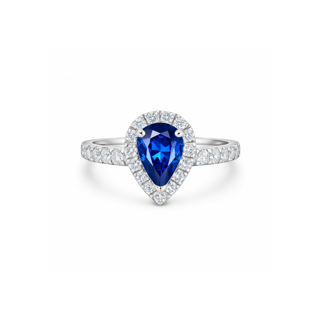 The Pear Corrine Blue Sapphire Ring