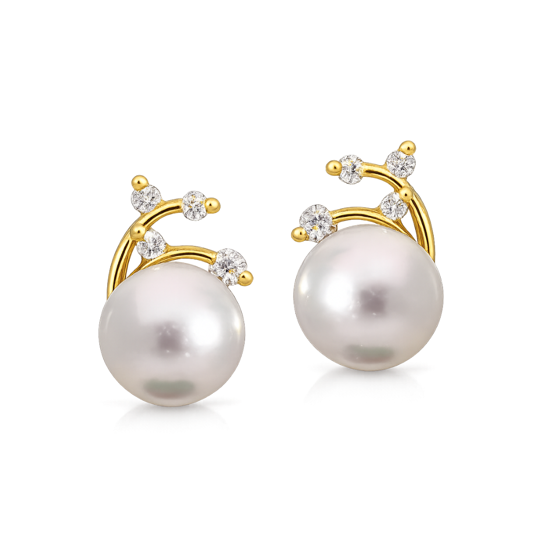 Pearl and diamond stud earrings from Appleby Jewellers Dublin featuring elegant pearl centerpiece with sparkling diamonds.