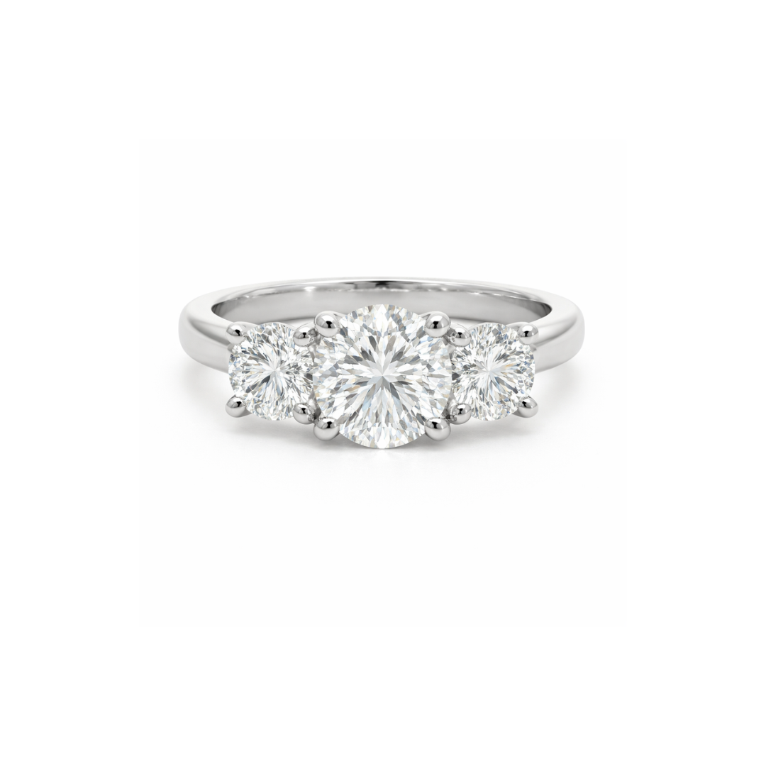Platinum Tulip Trilogy Engagement Ring with three sparkling diamonds, crafted by Appleby Jewellers Dublin.