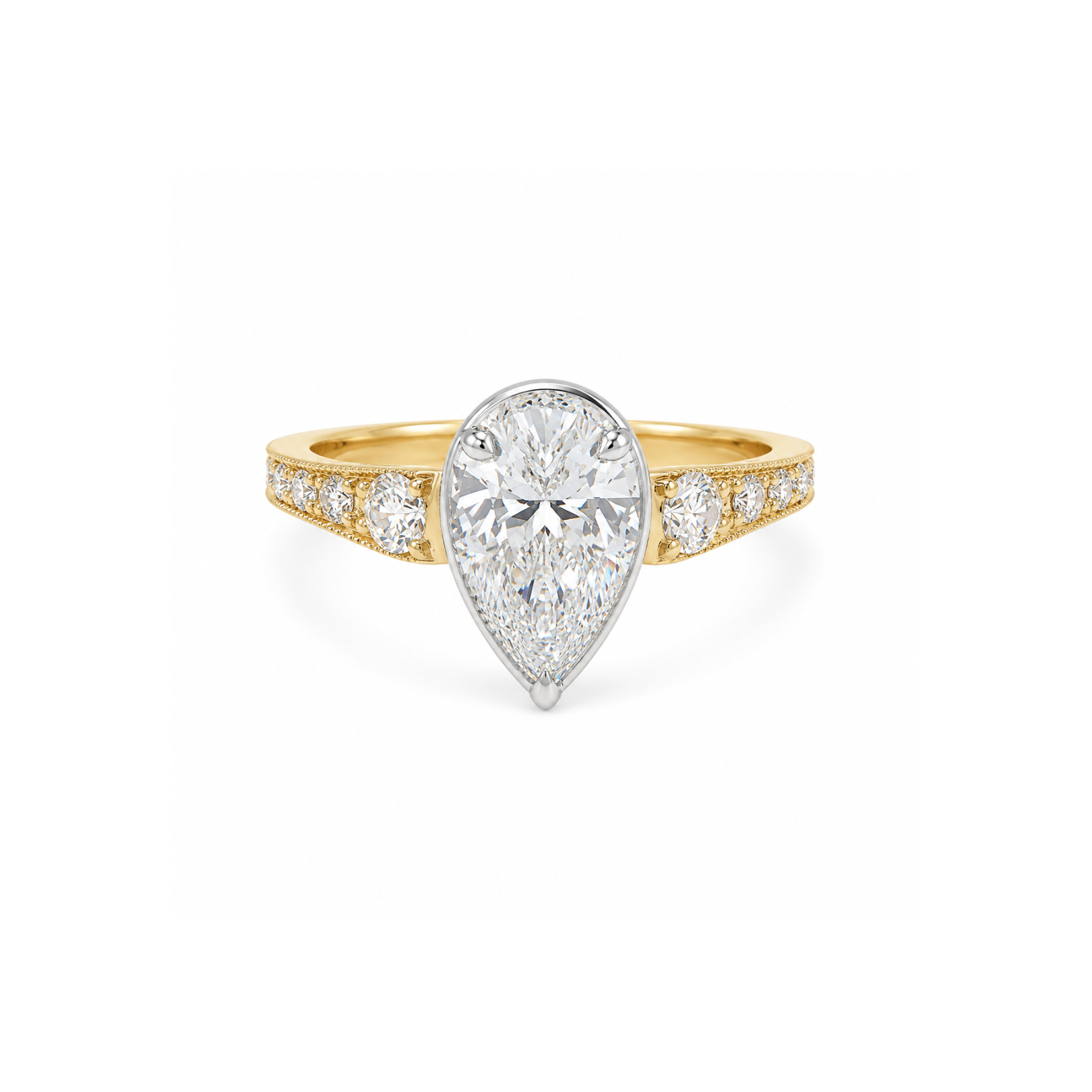 Diamond ring featuring pear-shaped diamonds from Appleby Jewellers Dublin's Aurelia collection, showcasing elegant craftsmanship.