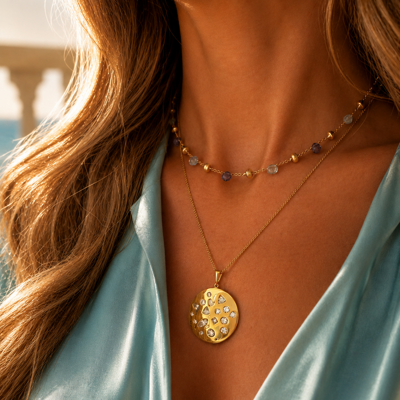 Large Cosmos Pendant by Appleby Jewellers Dublin featuring intricate celestial design in sterling silver.
