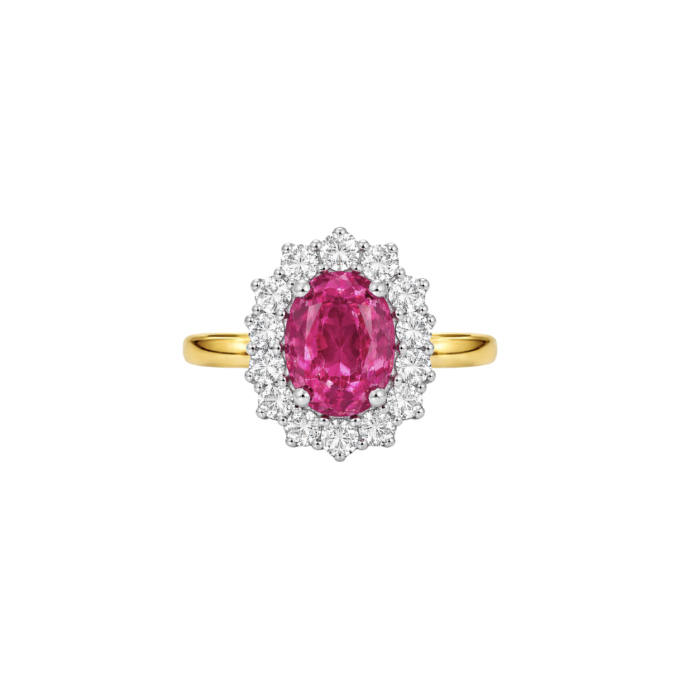 Pink sapphire and diamond ring by Appleby Jewellers Dublin, featuring a stunning design with pink sapphires and sparkling diamonds.