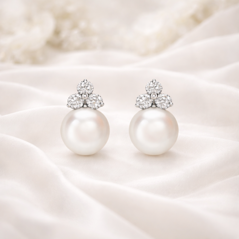 The Flora Akoya Pearl & Diamond Earrings - Appleby Jewellers Dublin