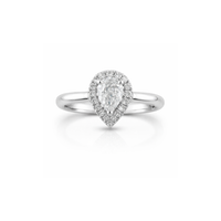 Pear Diamond Halo Ring – Platinum